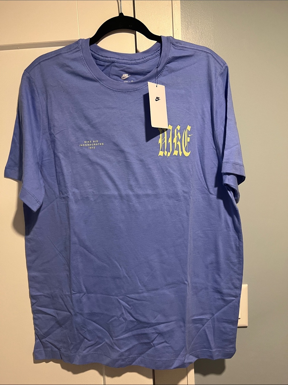 Nike Short Sleeve Tee in Periwinkle with Lime Logo